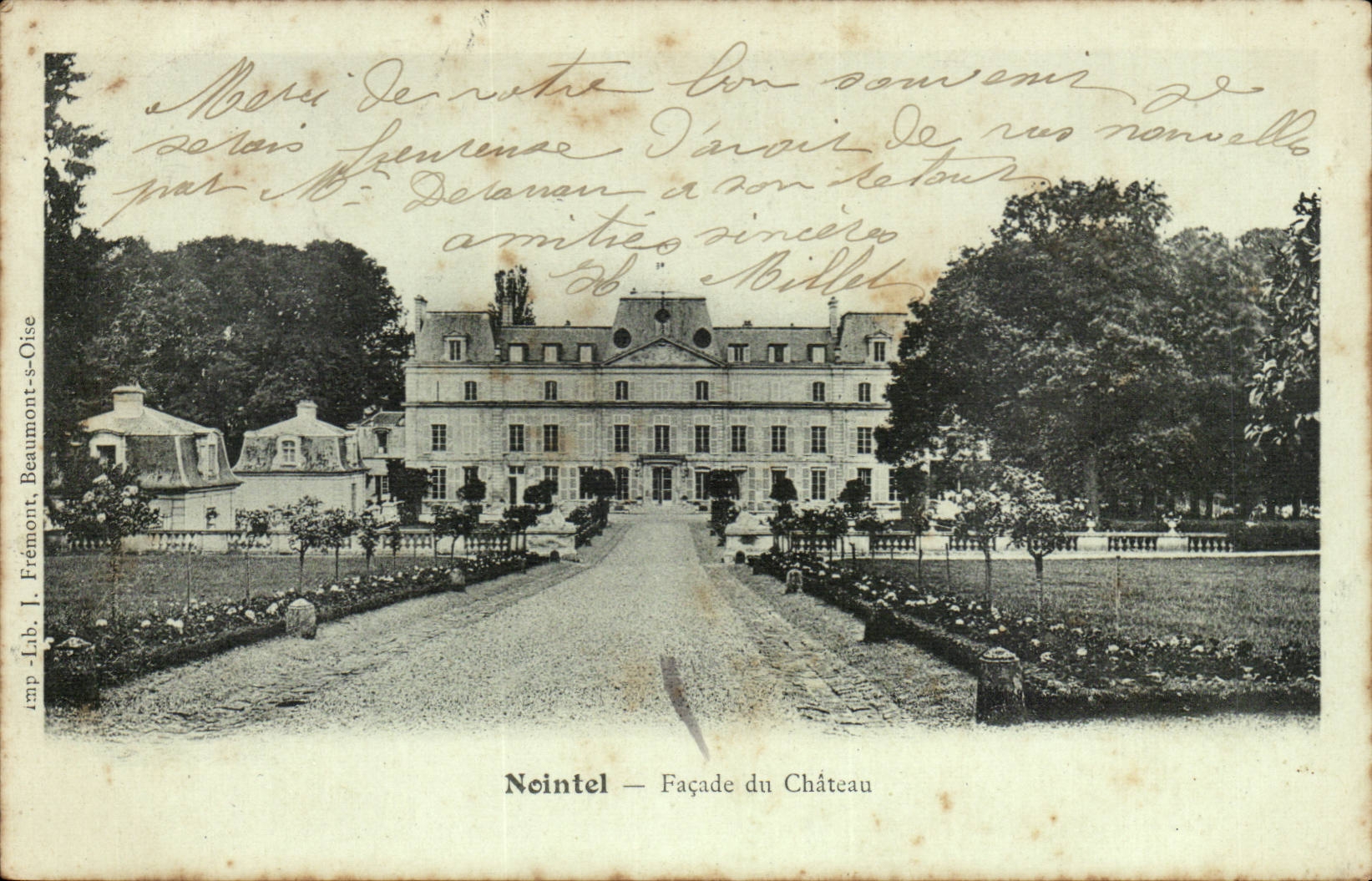 Nointel — Façade du Château — Imp. Lib. J. Frémont, Beaumont-s-Oise