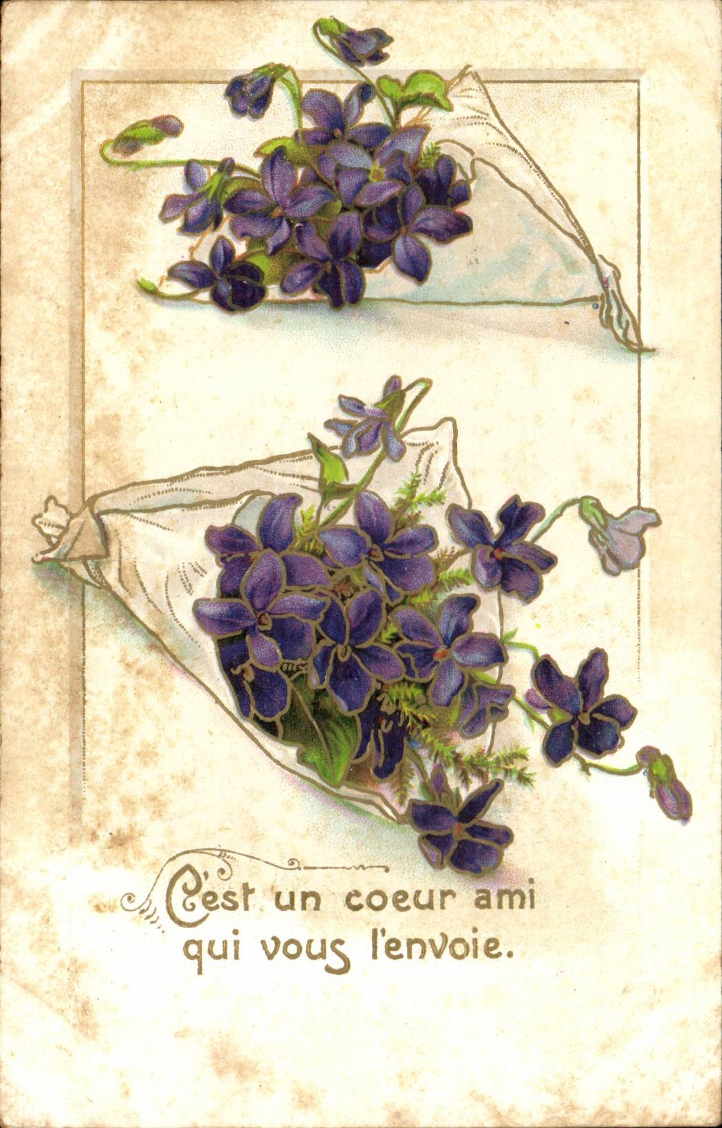Fleurs - C'est un coeur ami qui vous l'envoie - CPA 