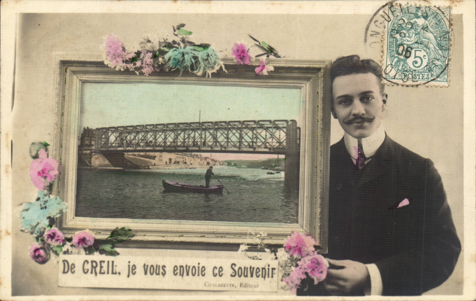 Châlons-sur-Marne — Pont métallique et bateau — Chalbrette, Éditeur