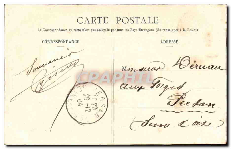Pontoise - illustration j'arrivons d' Pontoise - lapin CPA  — Rückseite