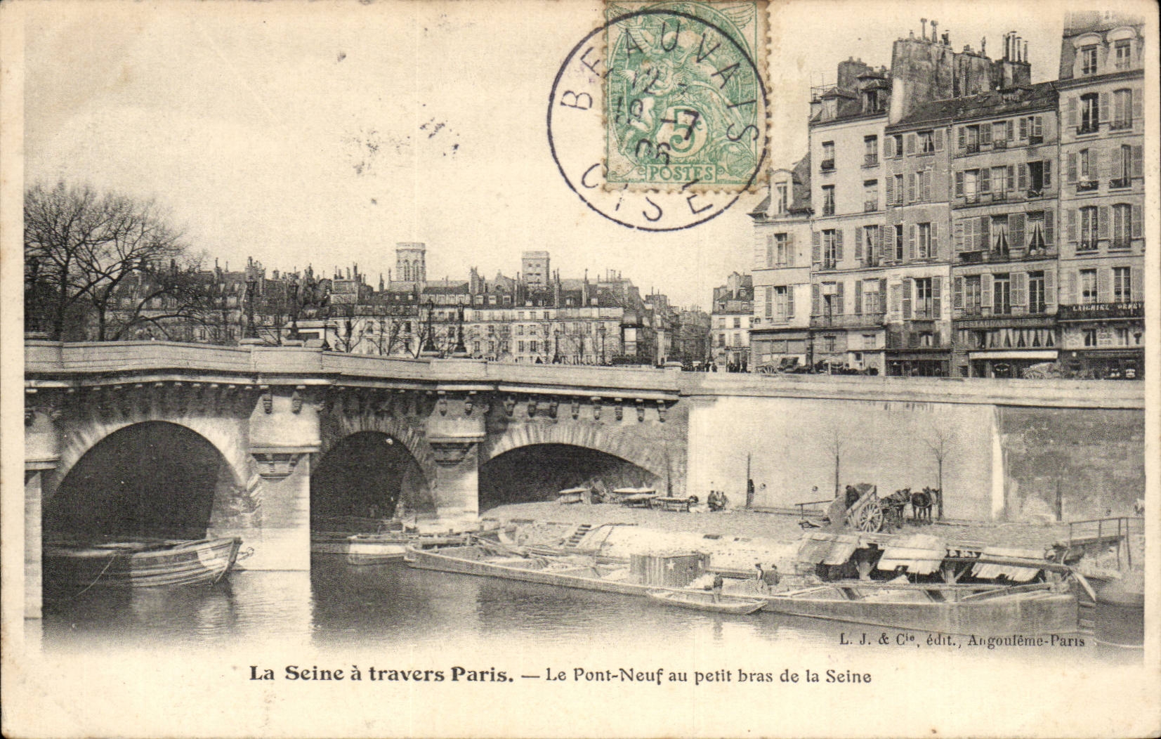 Paris - 1 - La Seine a travers Paris - Le Pont Neuf au Petit Bras de la Seine CPA 