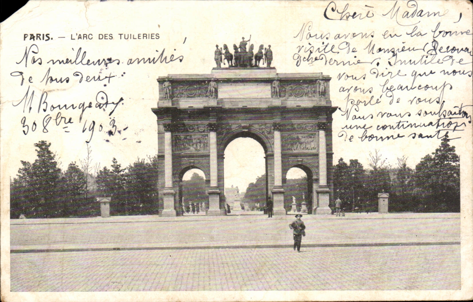 París — El Arco de las Tullerías — editor no identificado, número de serie no visible