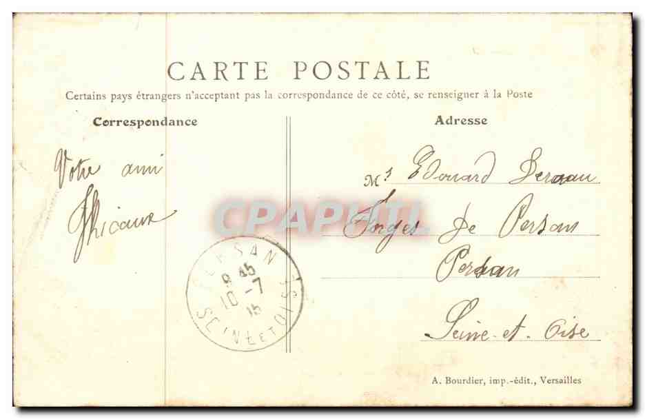 Versailles - Le Palais - Galeries des Batailles CPA  — Verso