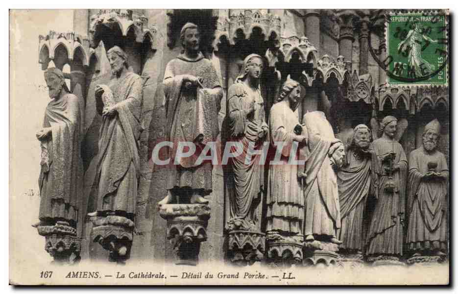 Amiens - Detail du Grand Porche - La Cathedrale - CPA 