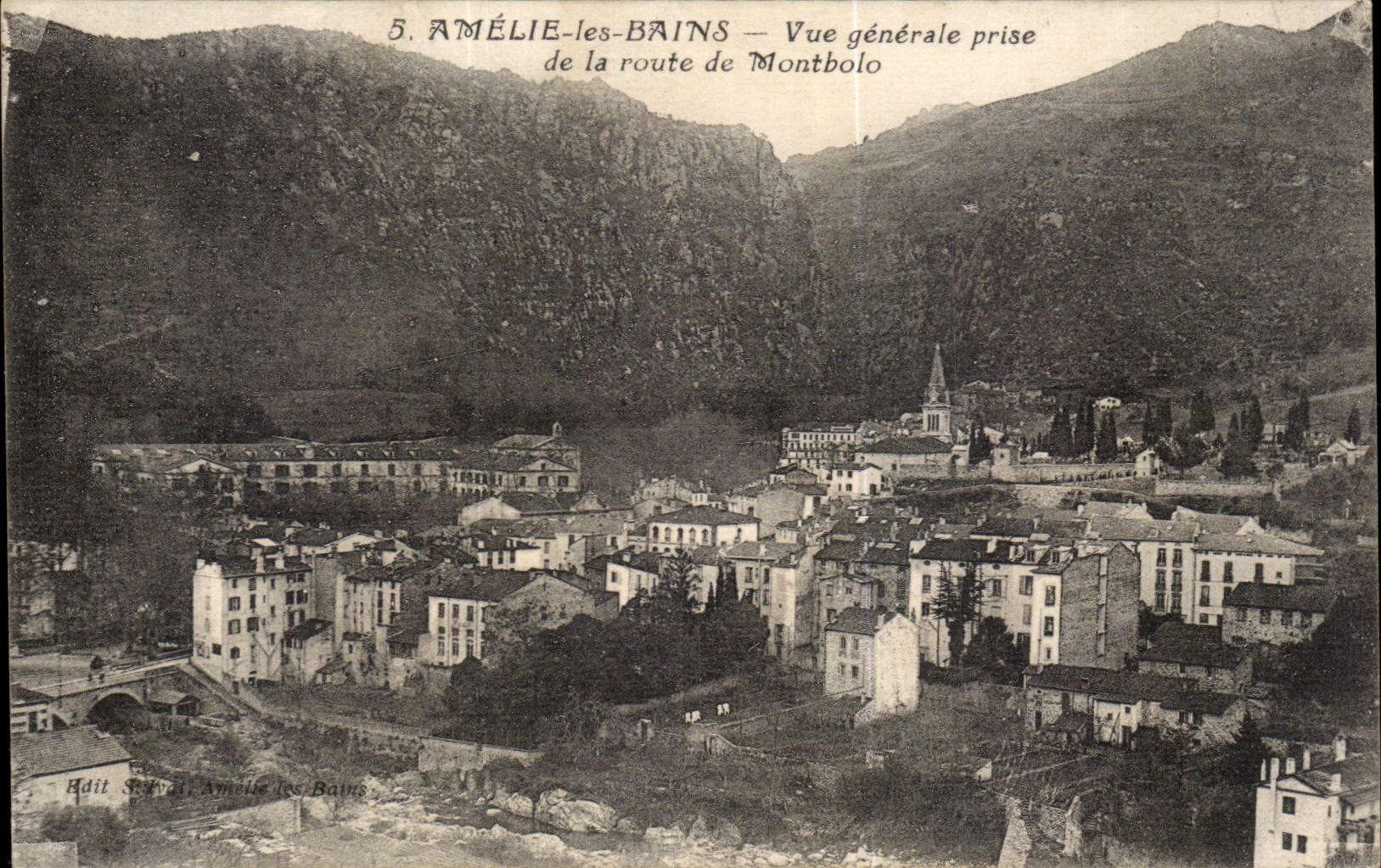 Amelie les Bains - Vue Generale prise de la Route de Montbolo - CPA 