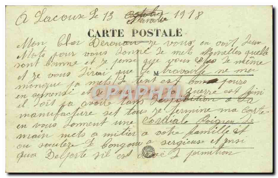 Argenton - Vue prise du Pont Neuf CPA  — Rückseite