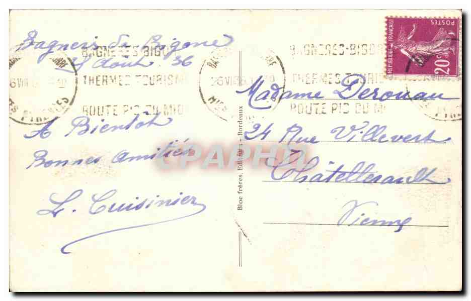 Bagneres de Bigorre - La Grand Escalier - Place Des Thermes - CPA  — Verso