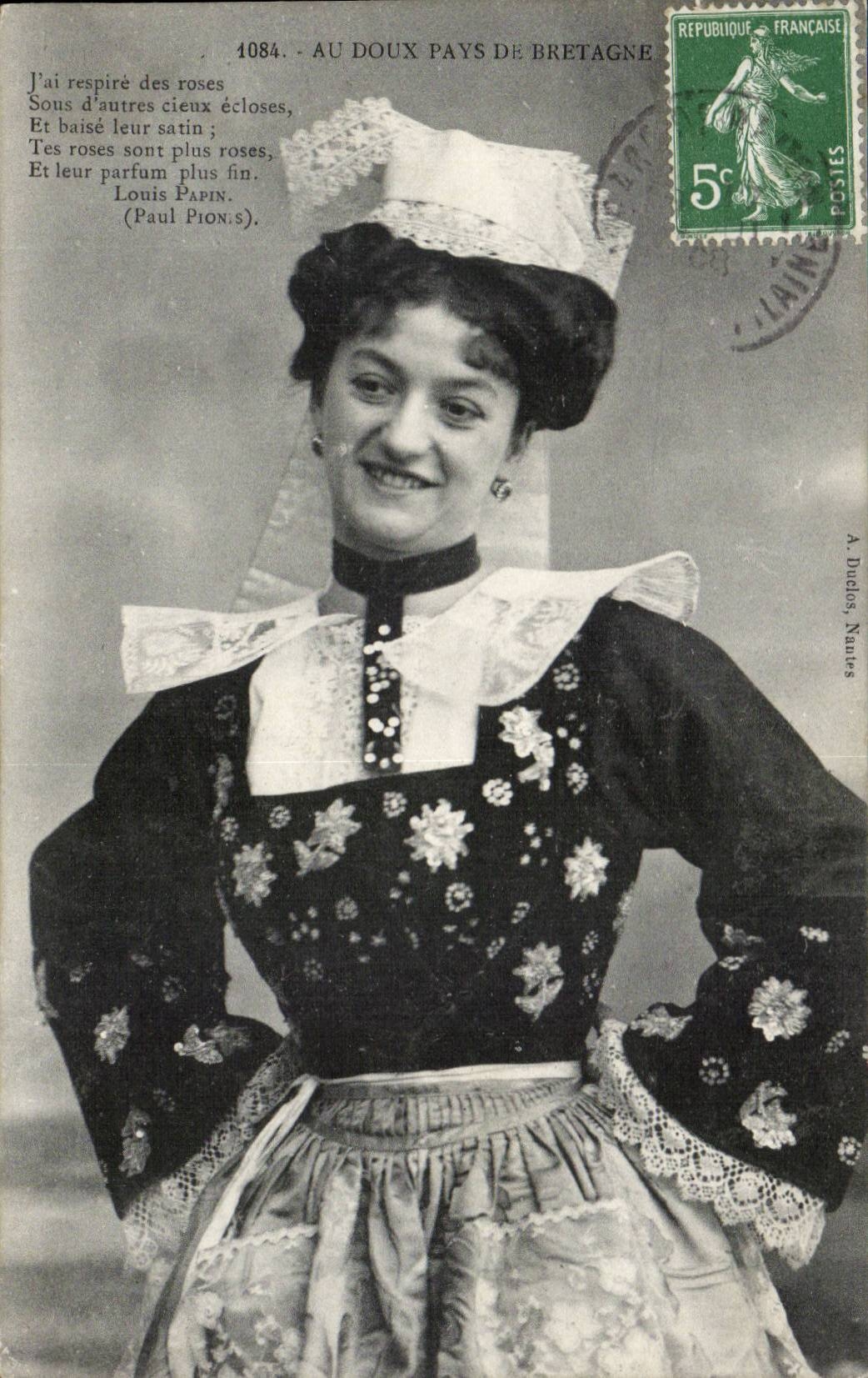 Folklore - Costumes - Au Doux Pays de Bretagne - Femme - Coiffe - CPA 