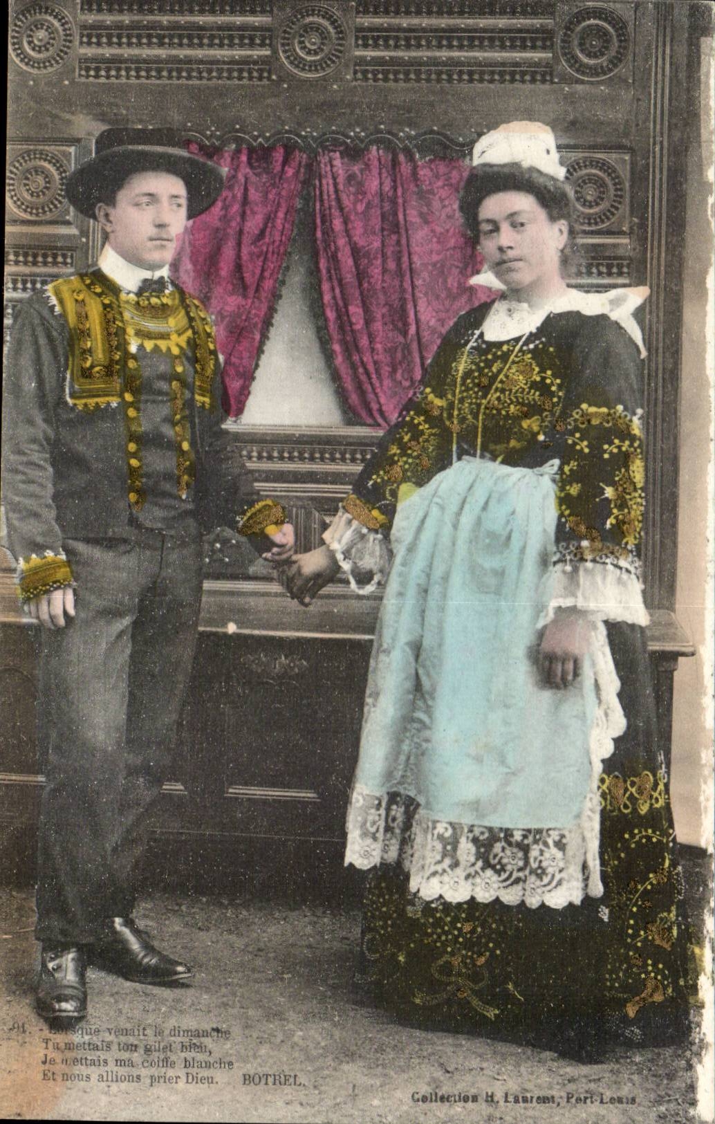 Folklore - Costumes - Bretagne - Botrel - Couple - CPA 