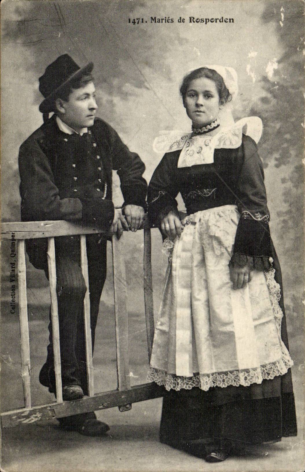 Folklore - Costumes - Bretagne - Maries de Rosporden - CPA 