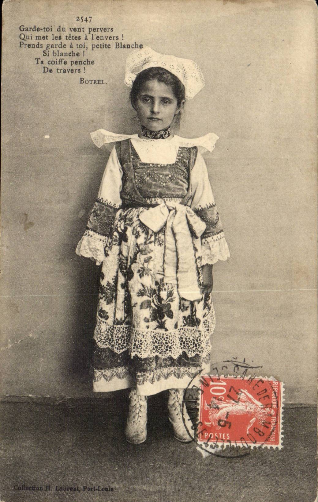 Folklore - Costume - Bretagne - Enfants - Fille - Botrel - CPA 