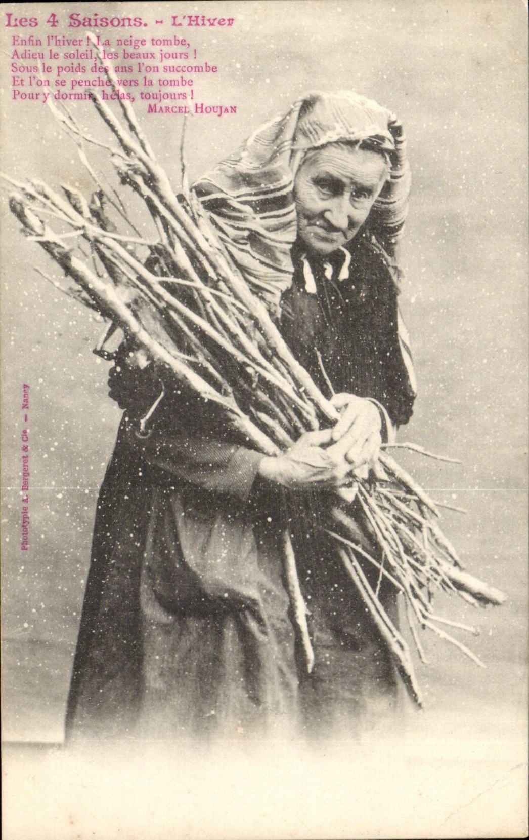 Folklore - Costume - Vielle Femme - Les 4 saisons - L'Hiver - CPA 