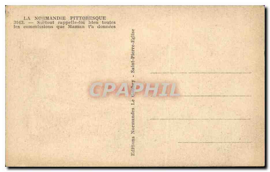 Fantaisie - Enfant - Normandie Pittoresque Folklore - Costume -- CPA  — Verso