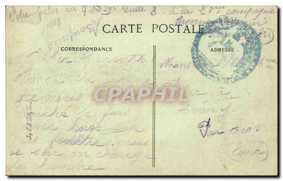 Rouen - Caserne Pelissier - Barracks CPA  — Rückseite