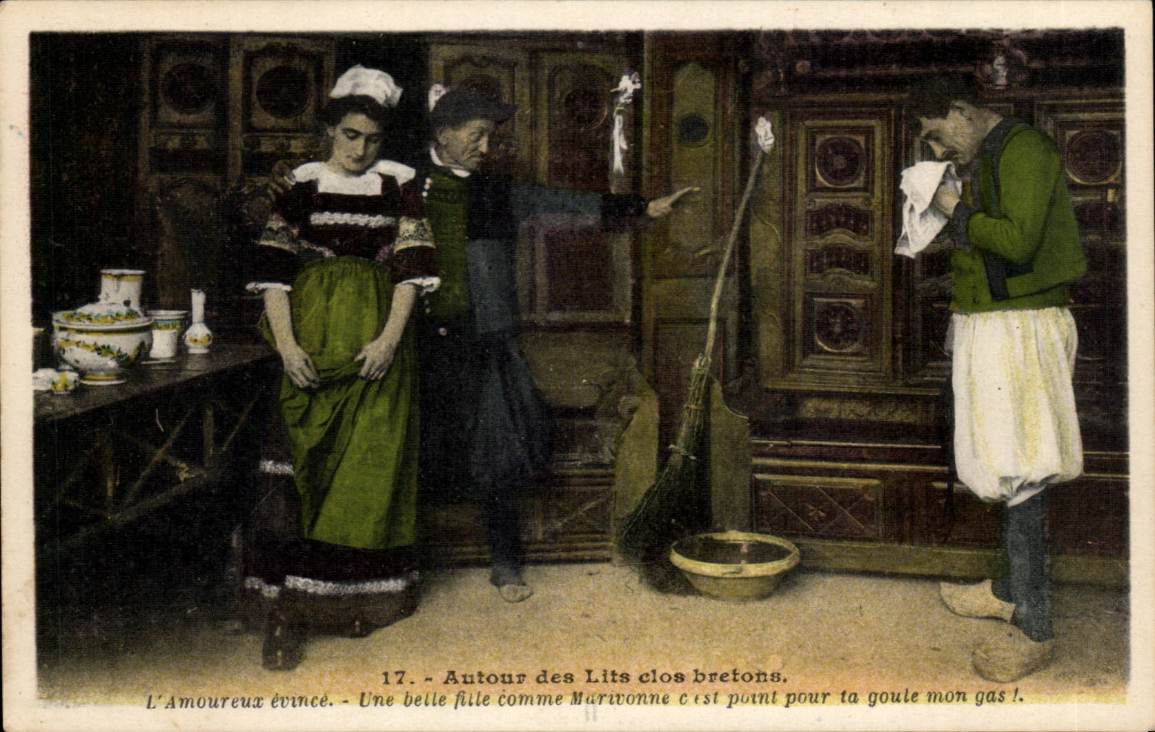 Folklore - Costume - Autour les Lits Clos - Amoureux evince CPA 