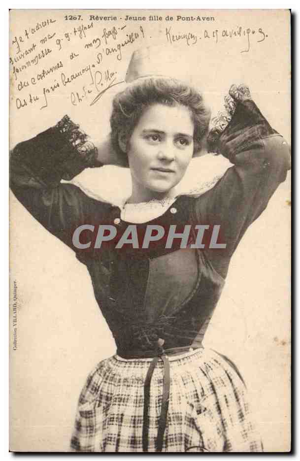 Pont Aven - Jeune Fille de Pont Aven - Reverie - CPA 