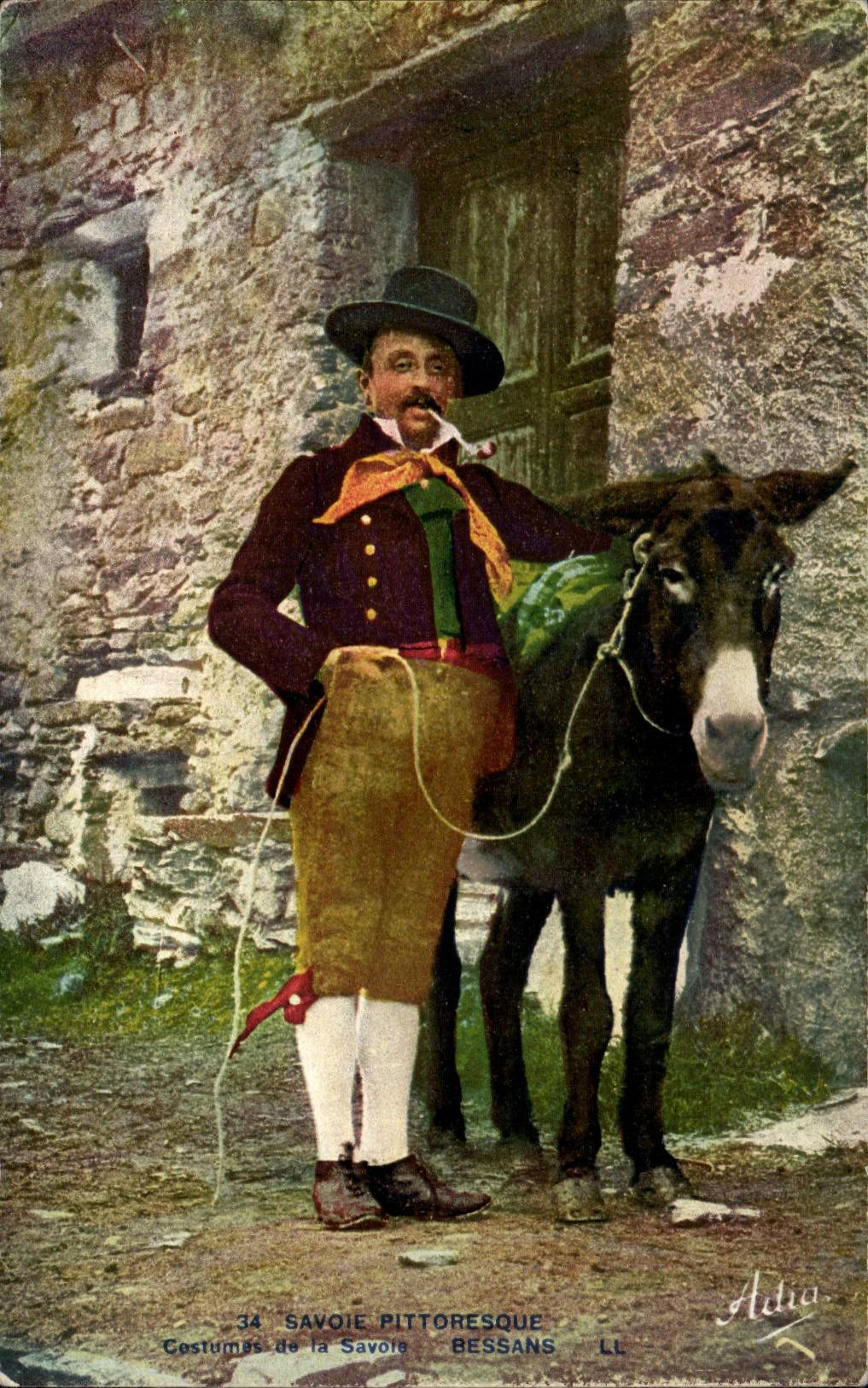 CPA Savoie pittoresque Bessans (ane donkey mule)