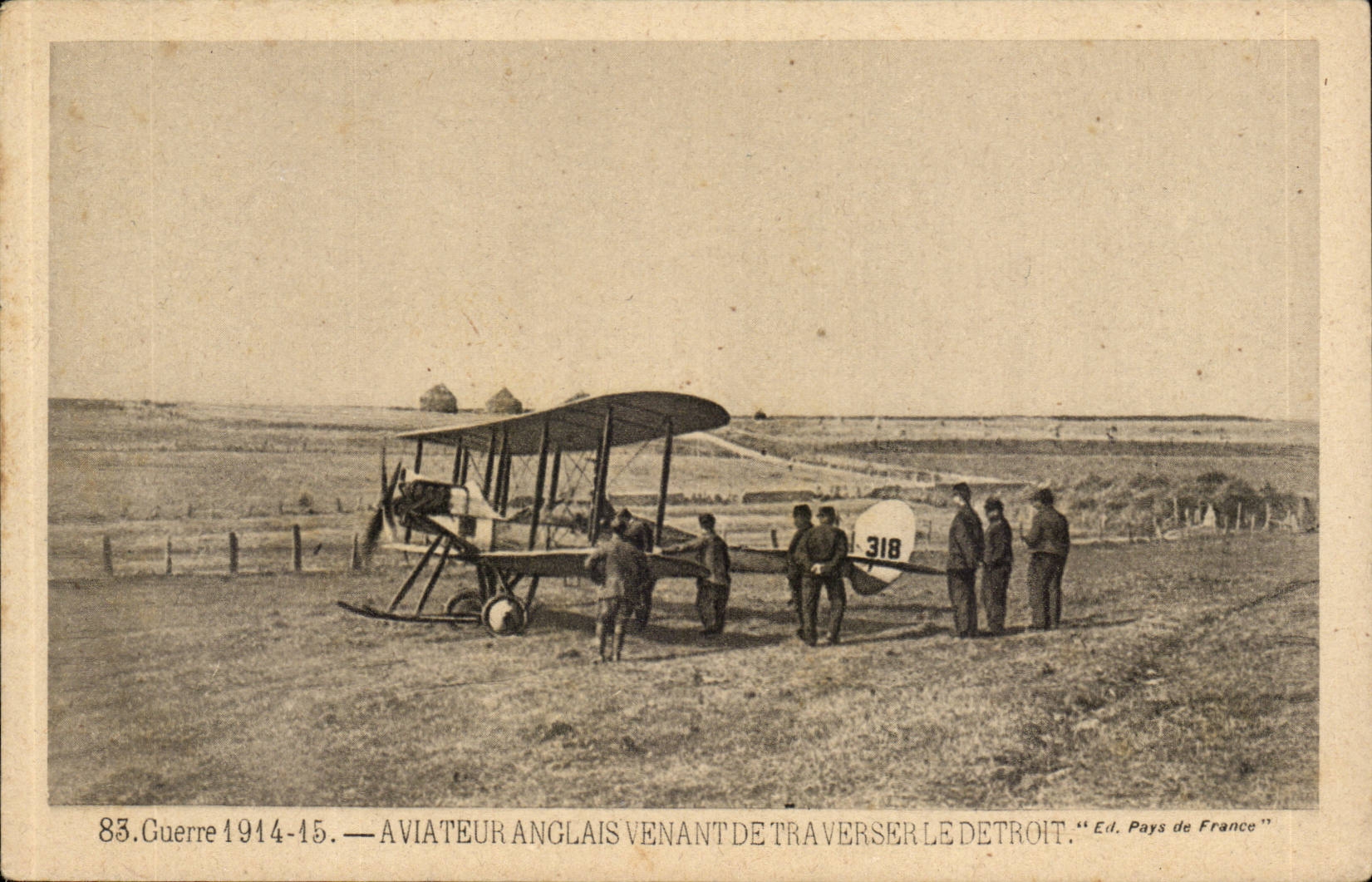 CPA Guerre 1914 1915 Aviateur anglais venant de traverser le detroit (aviation)