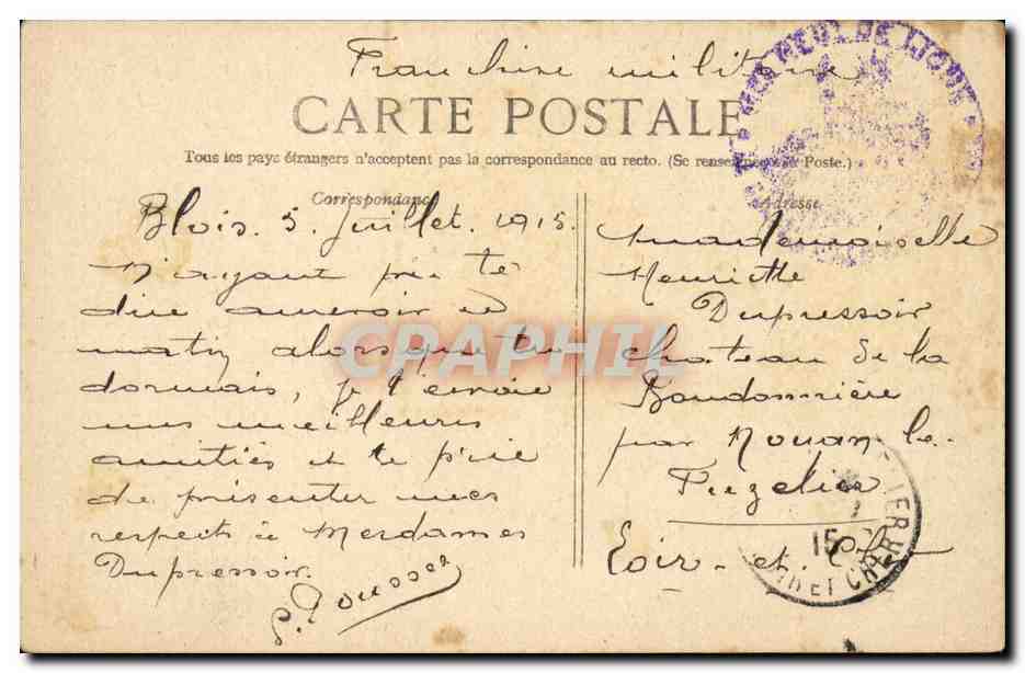 CPA Guerre 1914 1915 Aviateur anglais venant de traverser le detroit (aviation) — Rückseite