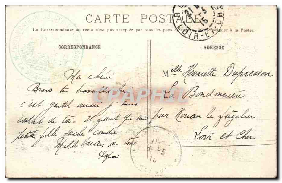 Prisioneros alemanes en las calles de Soissons — La Guerra 1914-1915 — R.P. Paris n°148 — Reverso