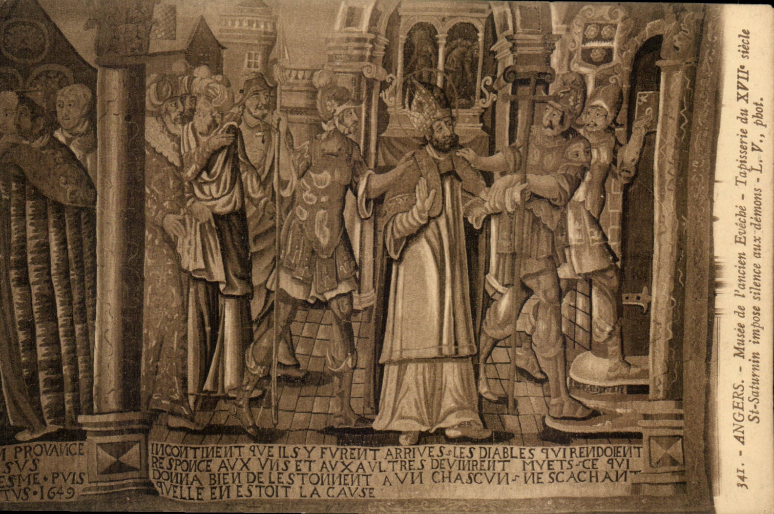 Angers - Musee de l'Ancien Eveche -Tapisserie - Tapestry - St Satunin impose silence aux demons CPA 