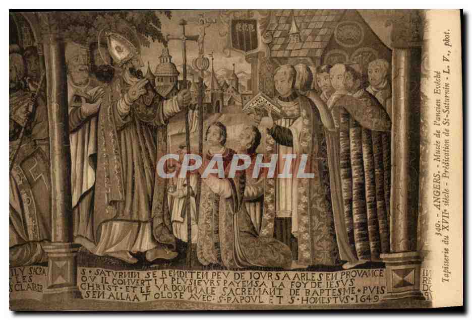 Angers - Musee de l'Ancien Eveche -Tapisserie - Tapestry - Predication de St Saturnin CPA 