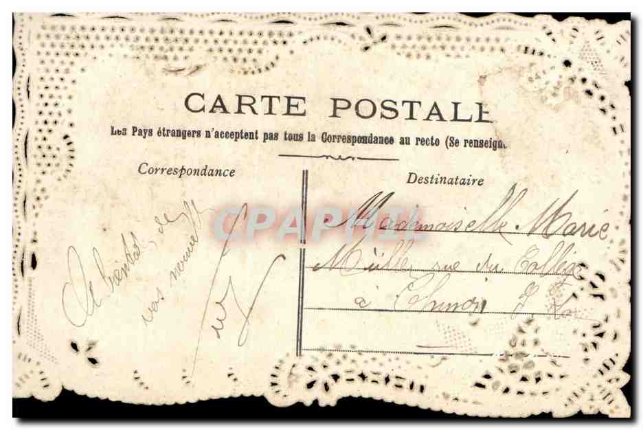 Fleurs - Flowers - ne m'oubliez pas - lace edges CPA CARTE BRoDEE Superbe — Rückseite