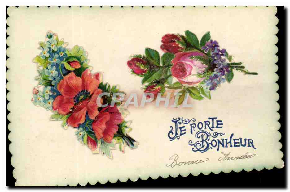 Fleurs - Flowers - Je Porte Bonheur - CPA 