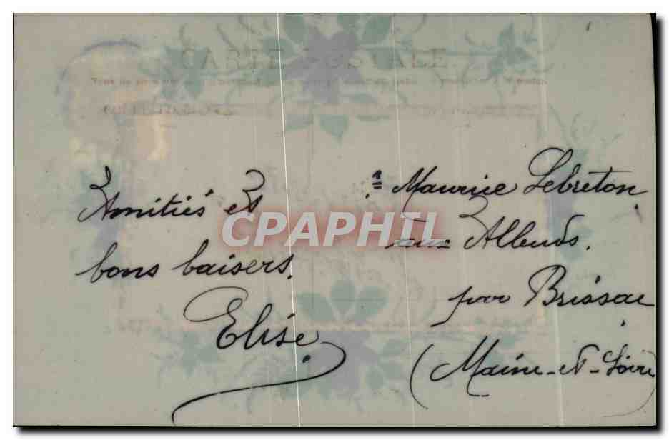 Fleurs - Flowers - Souvenir d'Amitie - CPA  — Verso