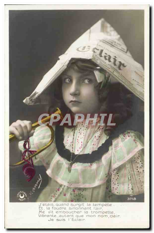 Fantaisie - Enfant - C'est ma politique - Voila ma rubrique - Journal - child with newspaper hat - CPA 