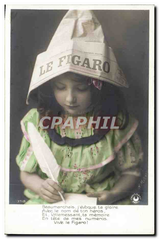 Fantaisie - Enfant - Le Figaro - Journal - newspaper - feathered pen - CPA 
