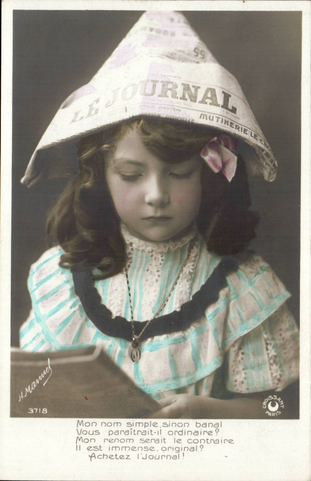 Fantaisie - Enfant - Le Journal - Journal - newspaper - reading child - CPA 