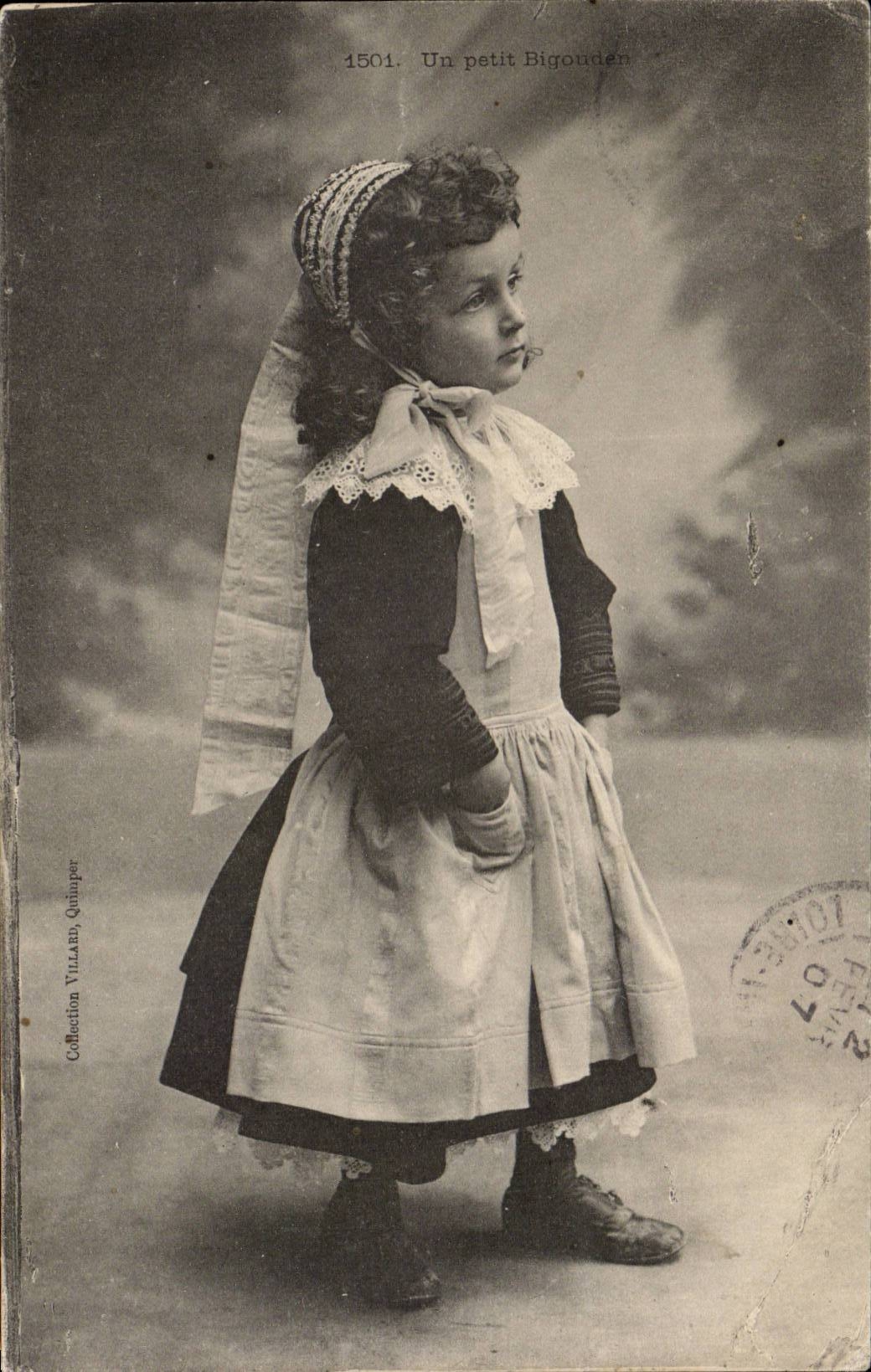 Folklore - Costumes - Enfant - Fille - Adorable Child with curly hair - CPA 