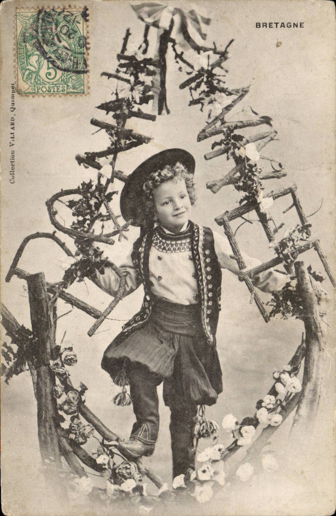 Folkore - Costumes - Bonne Annee - En Bretagne - Enfant - CPA 