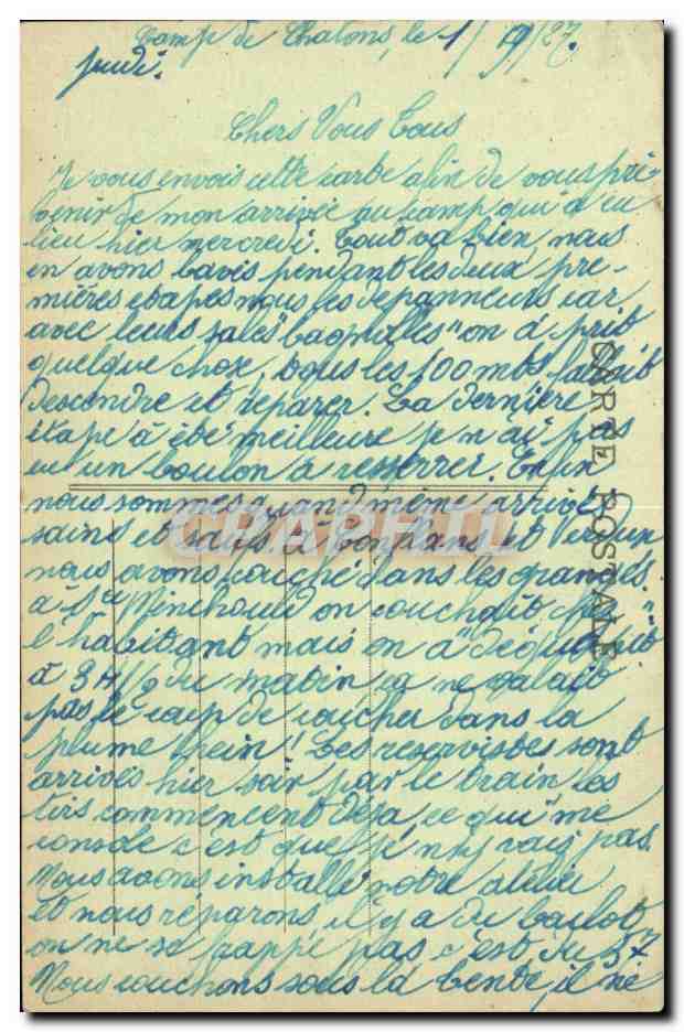 Camp de Chalons - Campements sous Tentes Une roulante - CPA  — Back