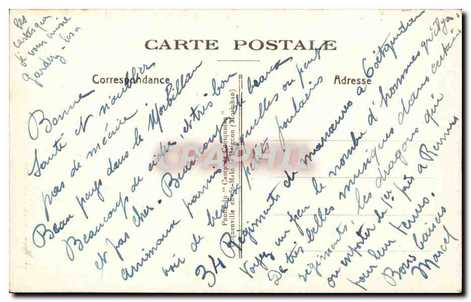 Camp de Coetquidan - Cavalerie - Escadron des Dragons aux Manoeuvres - Miitaria - cheval - CPA  — Rückseite