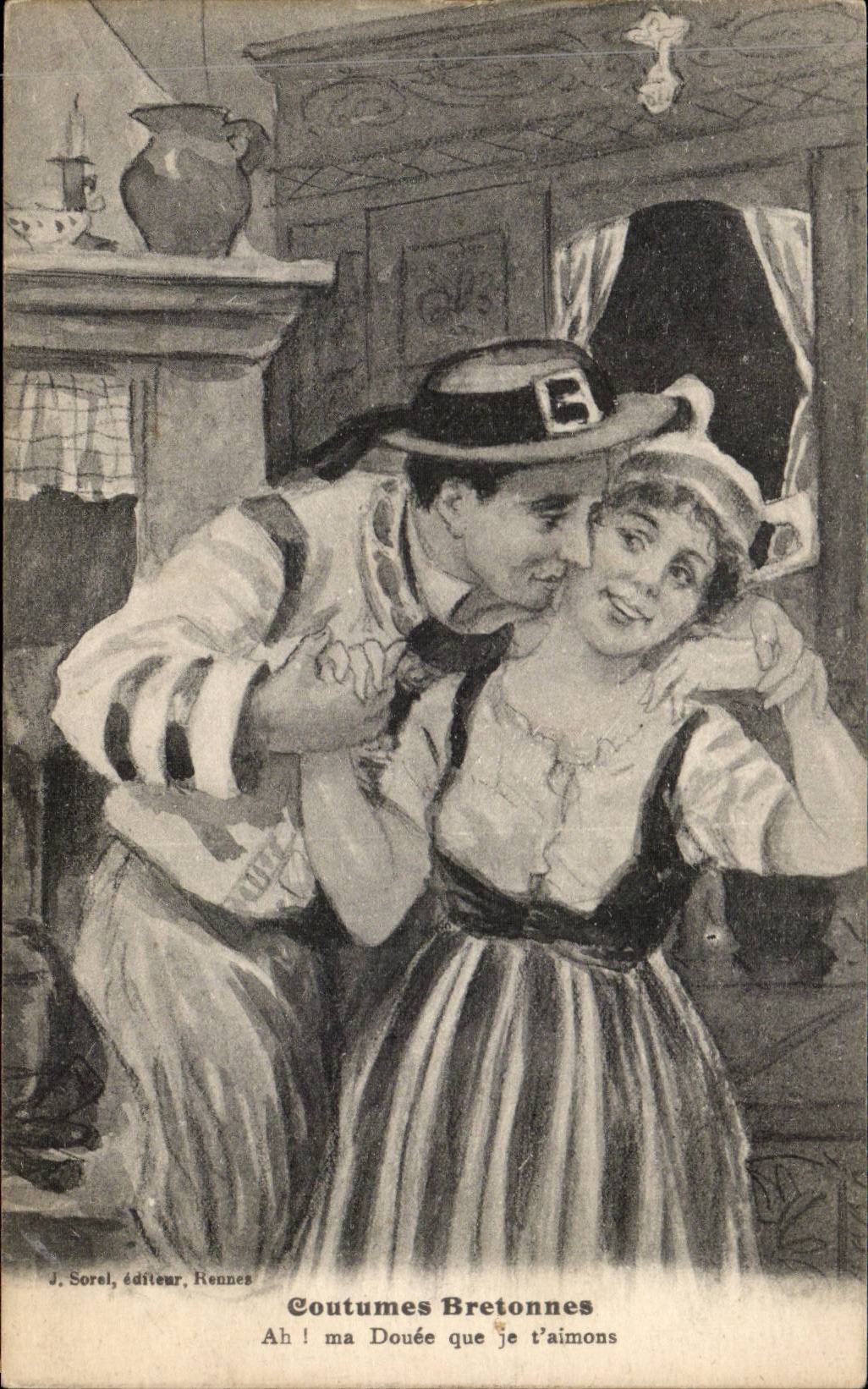 Folklore - Costumes - Illustration En Bretagne - CPA 