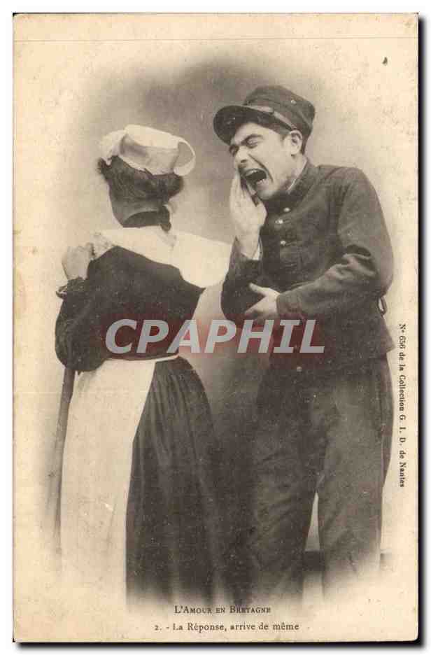 Folklore - Costumes - L 'Amour En Bretagne - La reponse arrive la meme - humour - CPA 