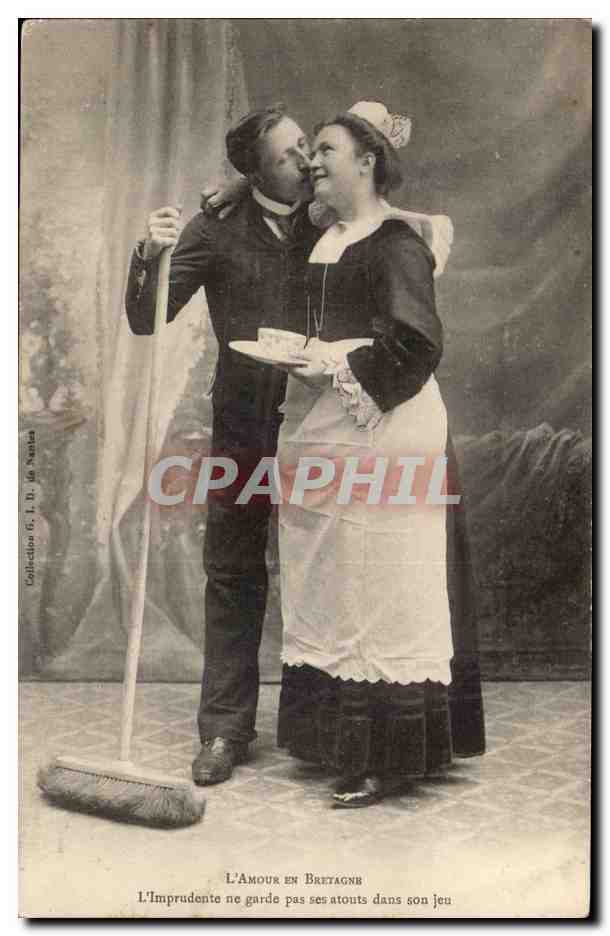 Folklore - Costumes - L'Amour en Bretagne - Imprudence ne garde pas ses atouts dans son jeu CPA 