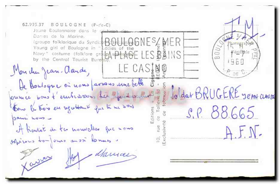 Jeune Boulonnaise — costume des 'Ladies of the Navy' — La Cigogne — Verso