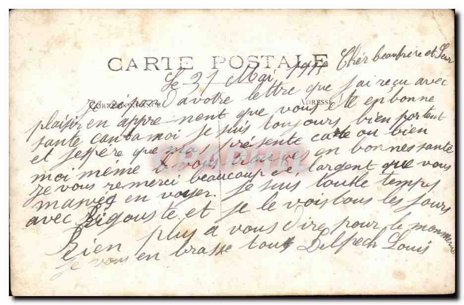 CARTE PHOTO Militaires (militaria) Louis Delpech — Rückseite