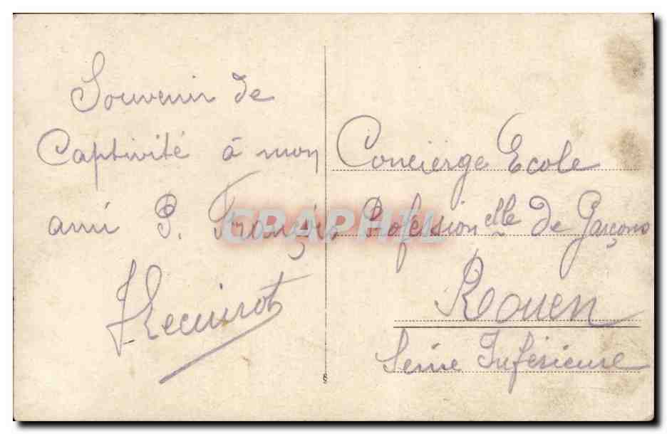 CARTE PHOTO Homme Souvenir de captivite (militaria) — Rückseite