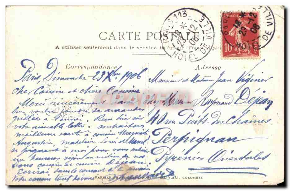 CARTE PHOTO Paris Bourgeois dans un parc (costume) — Verso