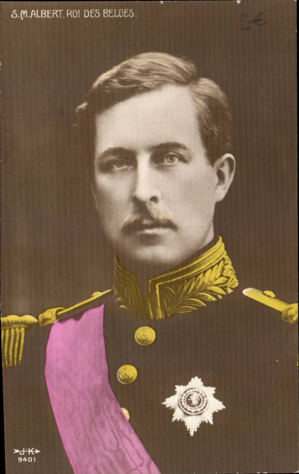 S.M. Albert, Roi des Belges — portrait en uniforme — éditeur D.K. n° 9401 - Recto