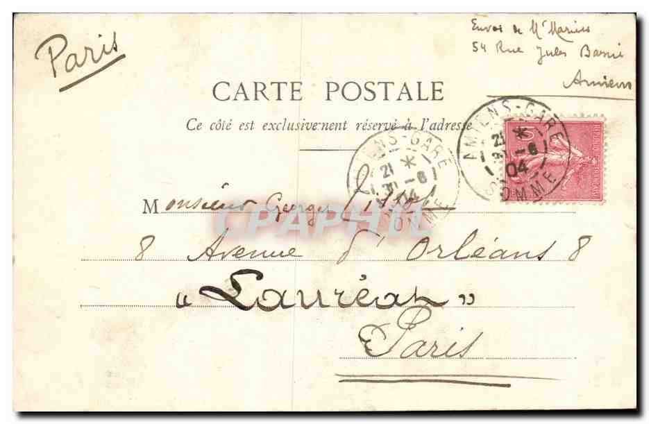 CPA Amiens L'enfant pleureur Chef d'oeuvre de Blasset (ange angel) — Rückseite