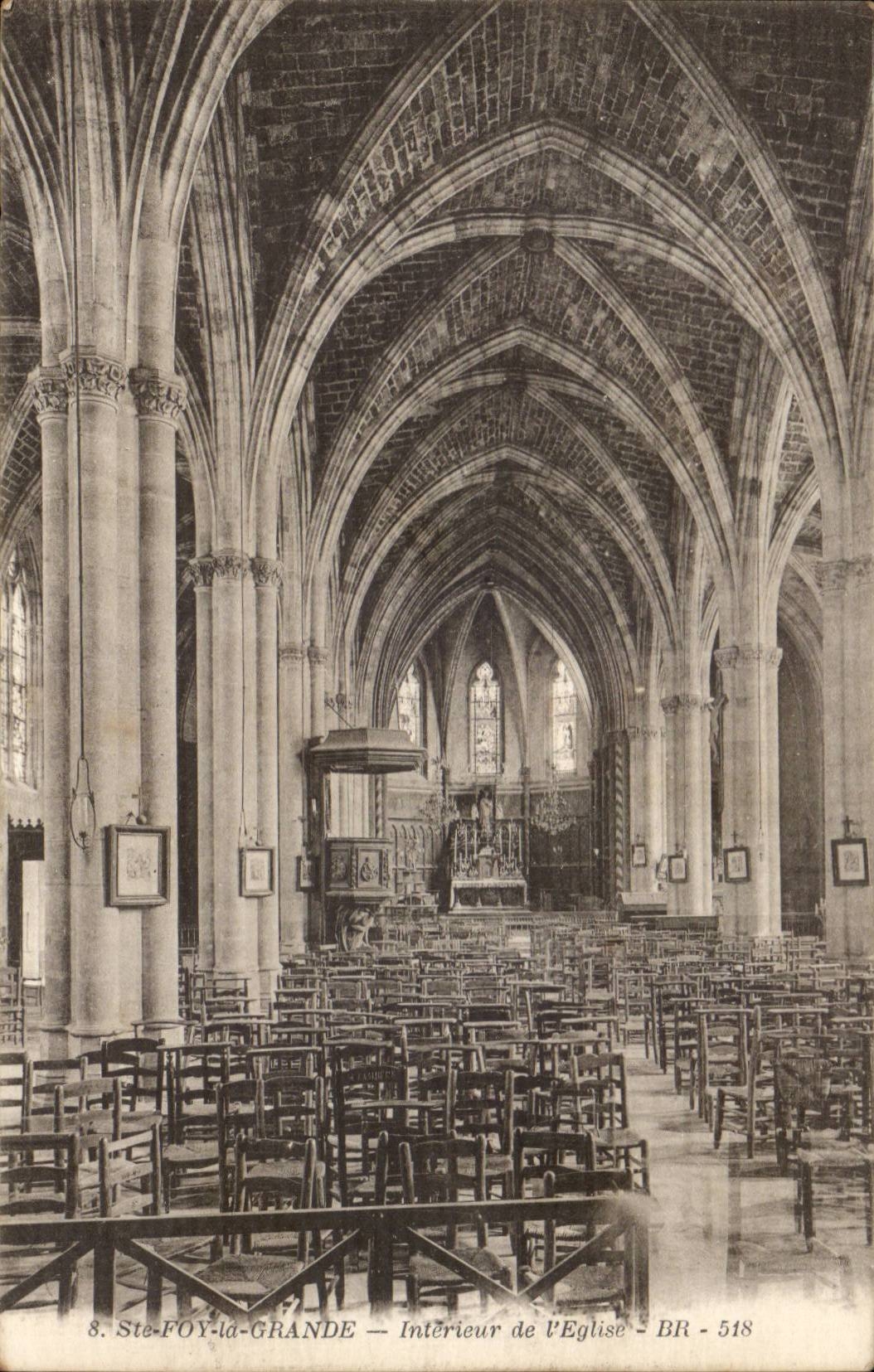 Ste Foy la Grande - Interieur de l'Eglise - CPA 