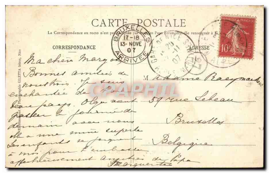 Nice - la Jetee Promenade - CPA  — Rückseite