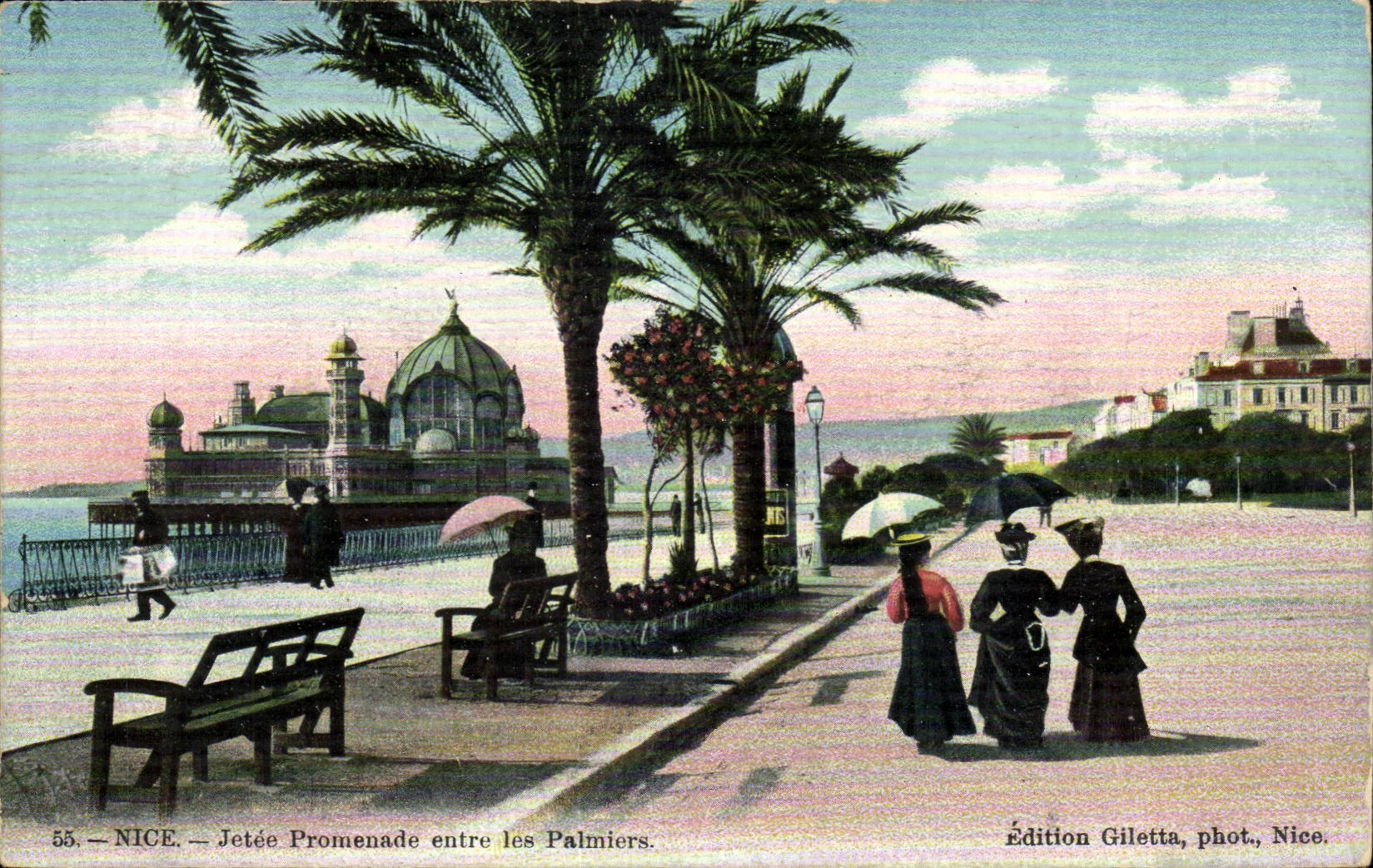 Nice - Palais de la Jetee entre les Palmiers CPA 