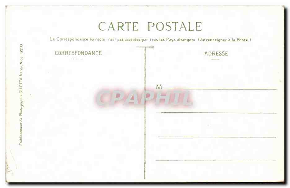 Nice - Palais de la Jetee entre les Palmiers CPA  — Verso