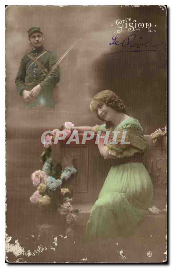 Fantaisie - Femme - Vision - Soldat CPA 